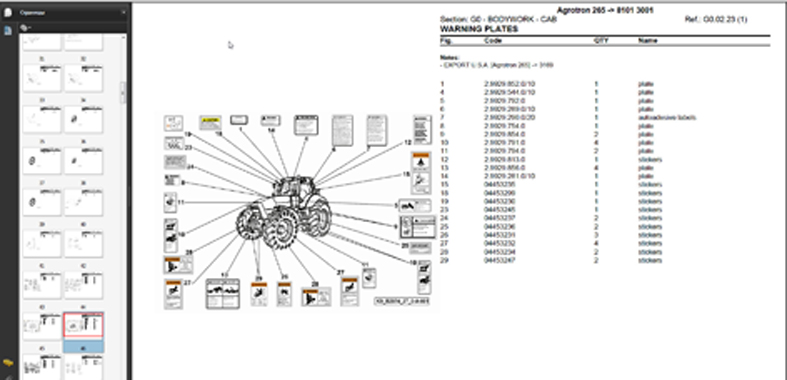 Deutz-Fahr Agrotron 265 Parts Catalog